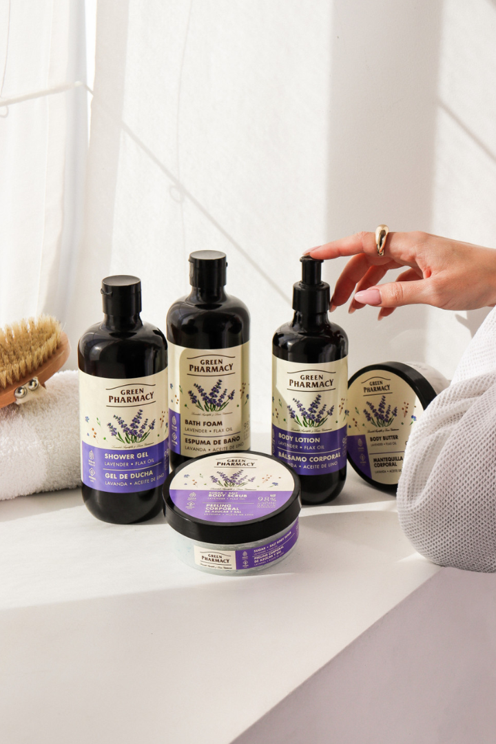 Набір для тіла Лаванда та олія льону Green Pharmacy Набір для тіла Лаванда та олія льону Green Pharmacy