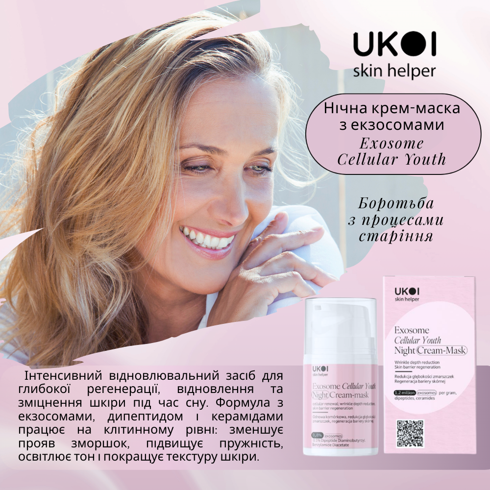 Нічна крем-маска з екзосомами UKOI EXOSOME Cellular Youth - клітинна молодість 50мл
