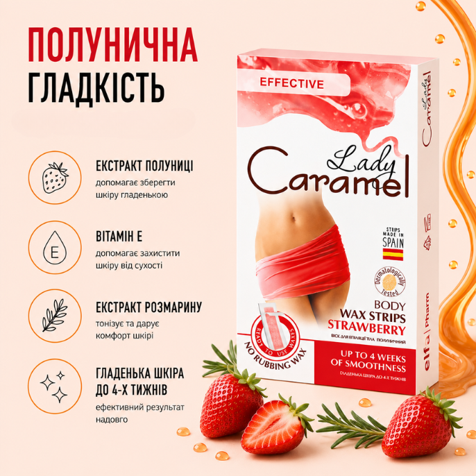 Віск для депіляції тіла Lady Caramel Полуничний 16 шт