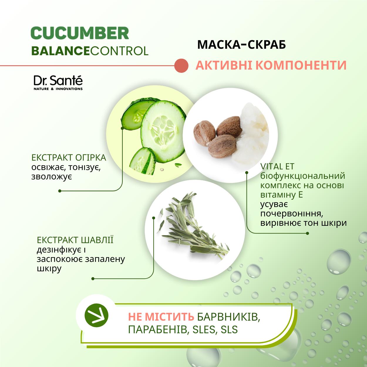 Маска-скраб для обличчя Dr.Sante Cucumber Balance Control М'який пілінг 75 мл