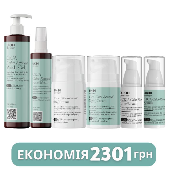 Набір по догляду за обличчям UKOI Cica Calm-Renewal з центелою