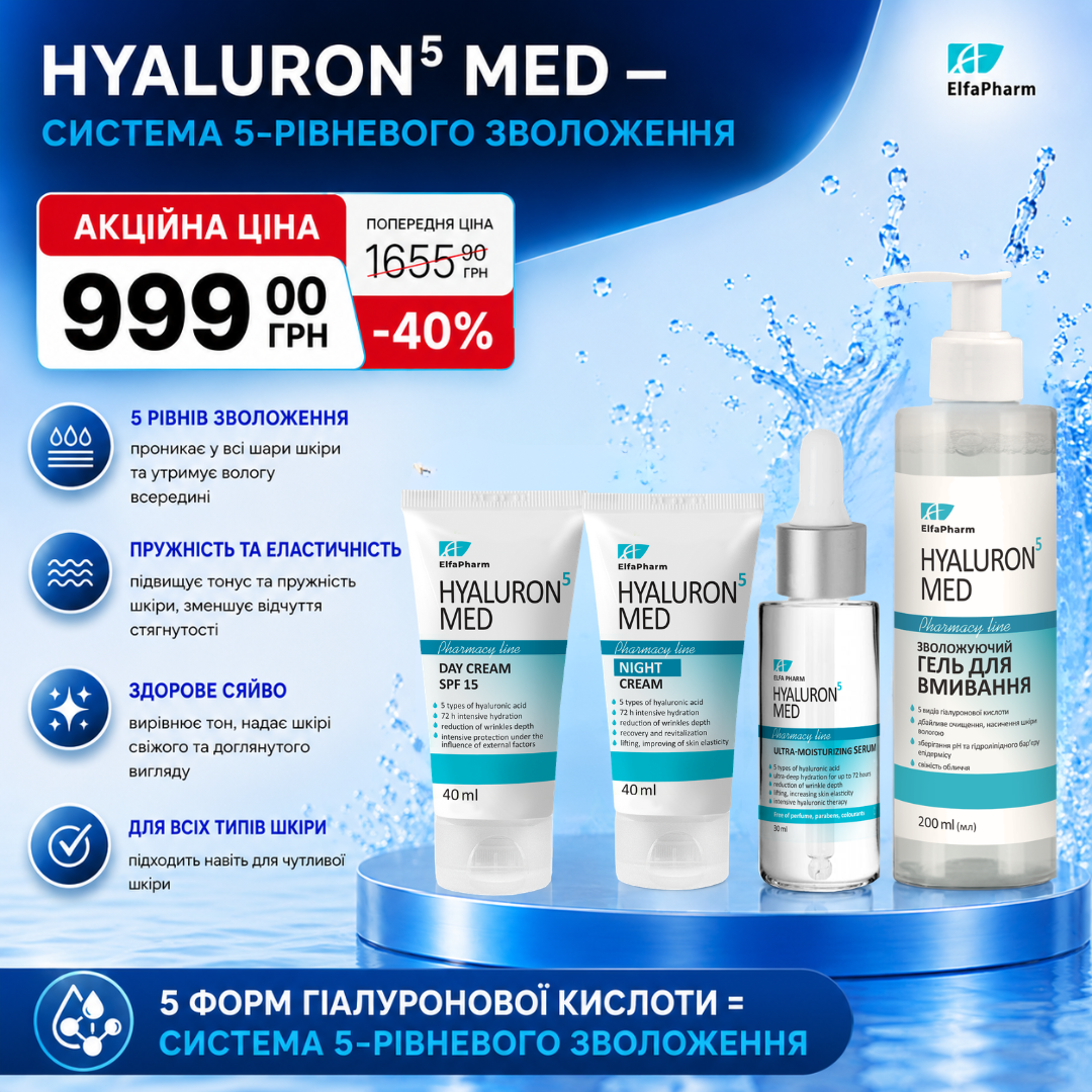 Комплексний догляд за обличчям Elfa Pharm Hyaluron5 MED 4 в 1