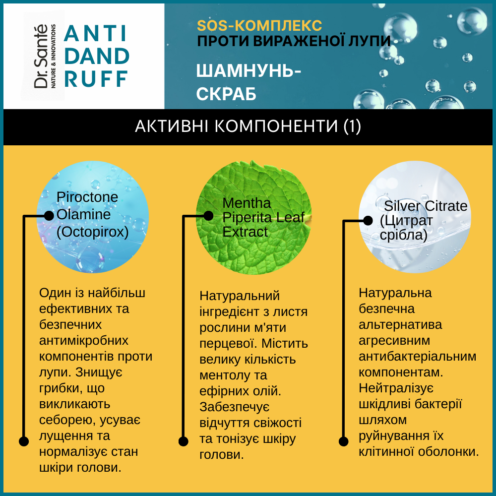 Шампунь-скраб проти лупи Dr.Sante Anti Dandruff 200мл