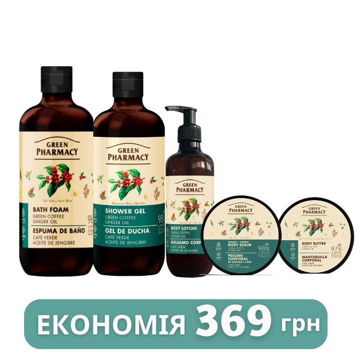 Набір для тіла Зелена кава та імбирна олія Green Pharmacy