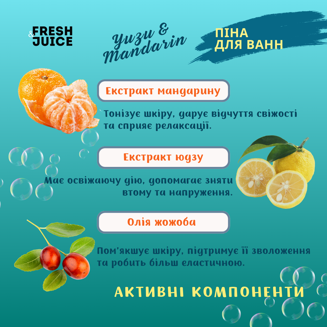 Піна для ванн Fresh Juice Yuzu & Mandarin 550 мл
