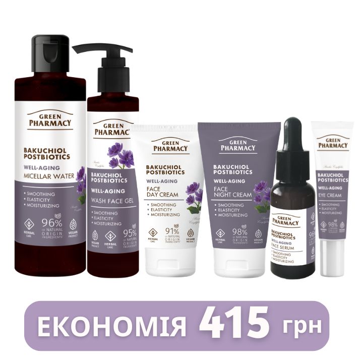 Набір для обличчя Green Рharmacy Well-aging Бакучіол і постбіотики 