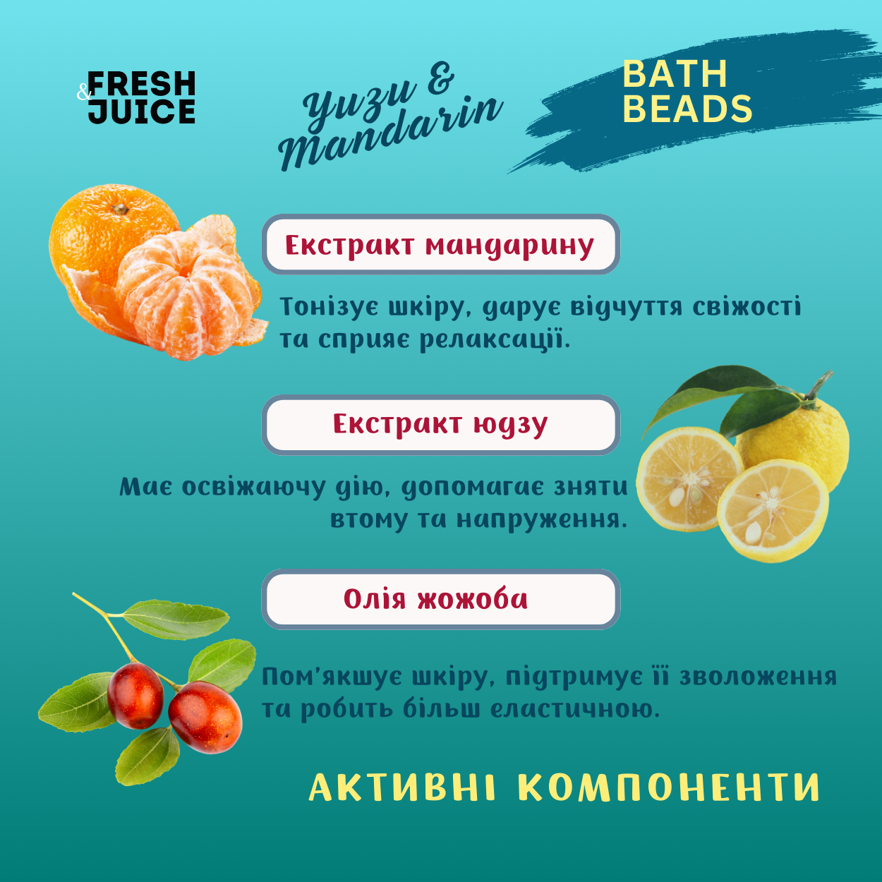 Намистинки для ванн Fresh Juice Yuzu & Mandarin 450 г