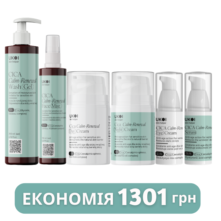 Набір по догляду за обличчям UKOI Cica Calm-Renewal з центелою
