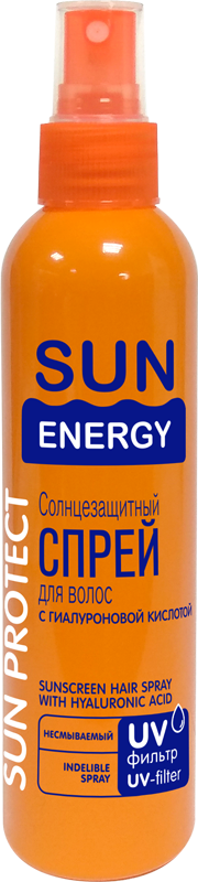 Сонцезахисний спрей для волосся Sun Energy з гіалуроновою кислотою 200 мл