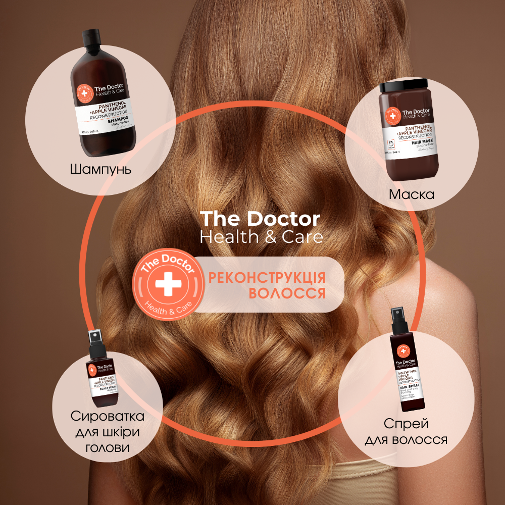 Шампунь The Doctor Health&Care Panthenol + Apple Vinegar Реконструкція 946 мл