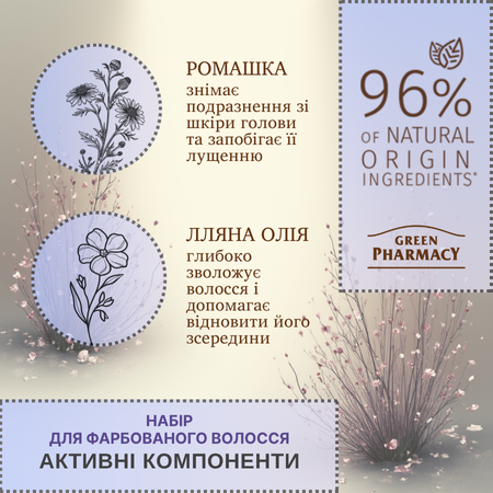 Набір для фарбованого волосся Ромашка та лльяна олія Green Pharmacy 