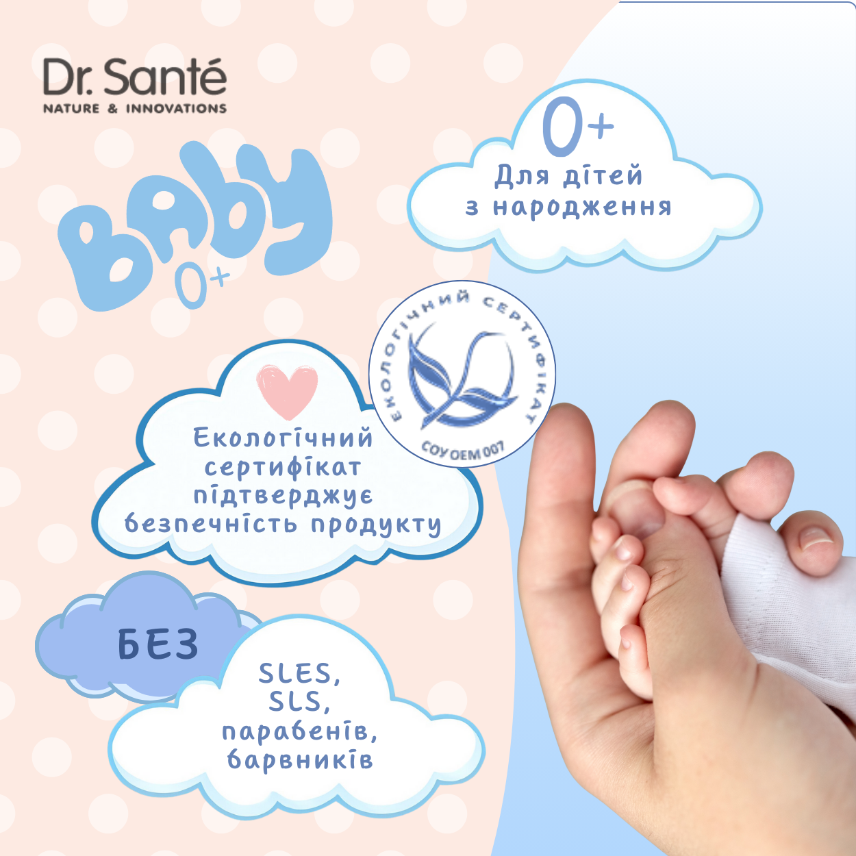 Пінка-шампунь Dr.Sante Baby від маківки до п'ят 300 мл