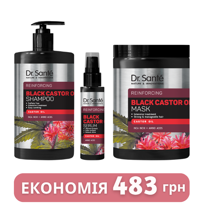 Набір Інтенсивний догляд за волоссям Dr.Sante Black Castor Oil 