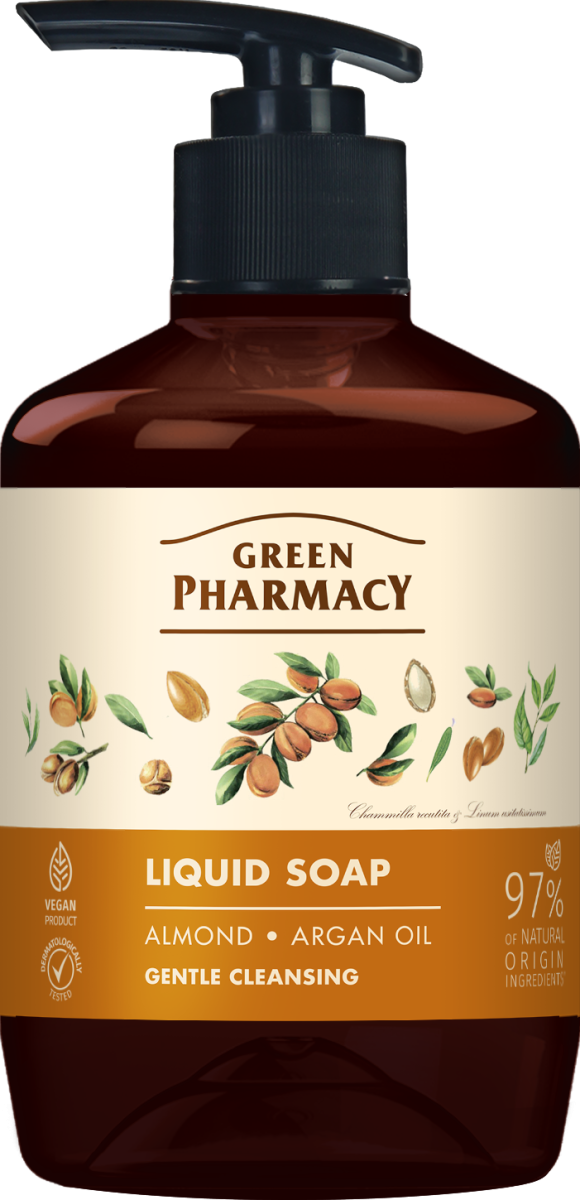 Рідке мило з дозатором Green Pharmacy Мигдаль та арганова олія 460 мл Рідке мило з дозатором Green Pharmacy Мигдаль та арганова олія 460 мл