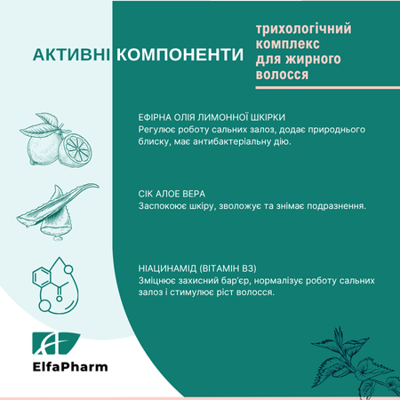Комплекс трихологічний Elfa Pharm Oily Hair для жирного волосся Комплекс трихологічний Elfa Pharm Oily Hair для жирного волосся