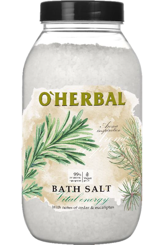 Сіль для ванн O'Herbal Aroma Inspiration Vital energy з маслами кедра і евкаліпта 1100 г