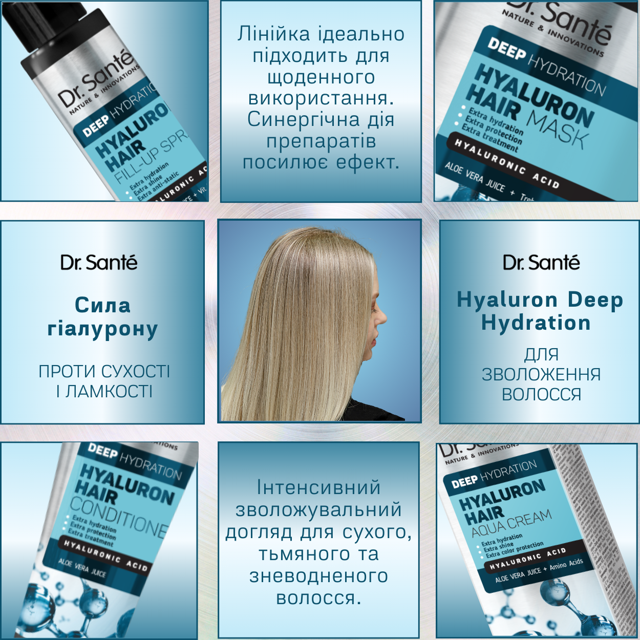 Aqua-крем для волосся Dr.Sante Hyaluron Deep hydration 100 мл