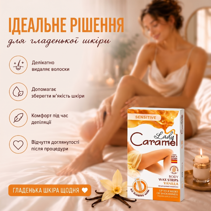 Віск для депіляції тіла Lady Caramel Ванільний 16 шт