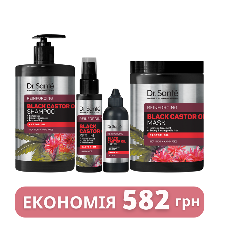 Набір Інтенсивний догляд за волоссям Dr.Sante Black Castor Oil 