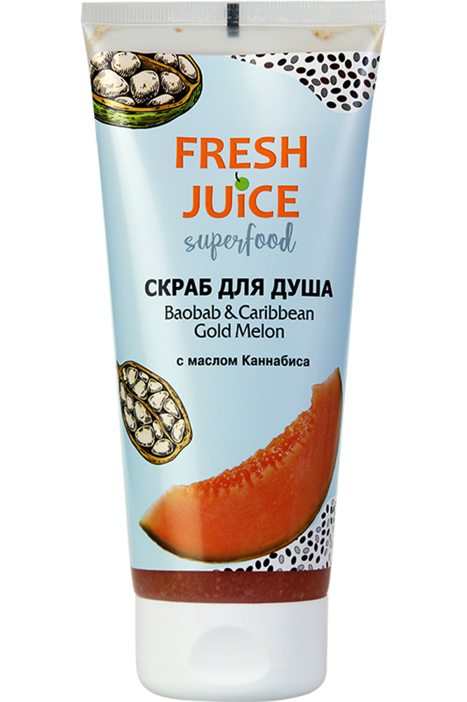 Скраб для душа Fresh Juice Superfood Baobab & Caribbean Gold Melon 200 мл