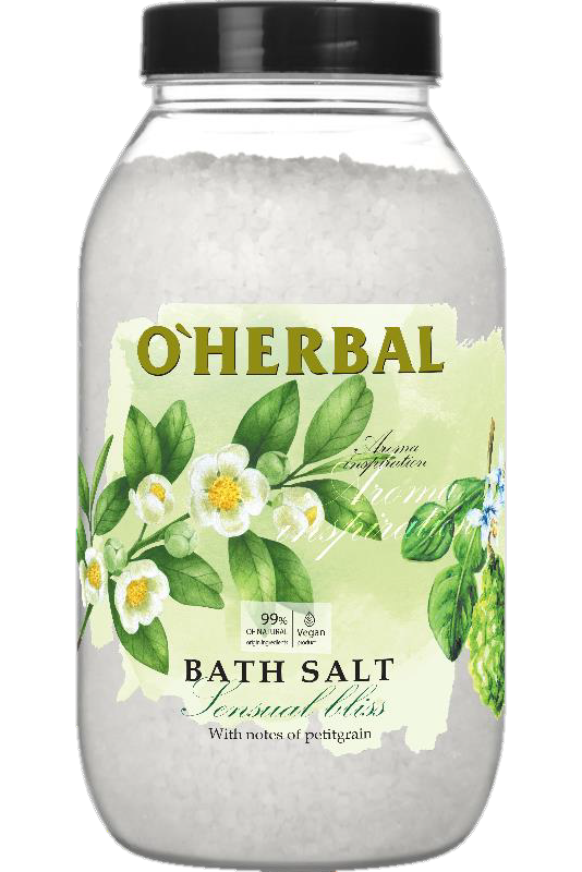 Сіль для ванн O'Herbal Aroma Inspiration Sensual bliss з маслами евкаліпта і пачулі 1100 г