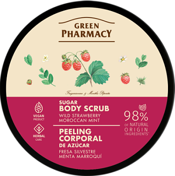 Цукровий скраб для тіла Green Pharmacy Суниця та марокканська м҆ята 200мл