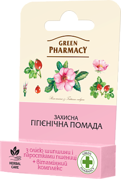 Захисна гігієнічна помада Green Pharmacy з маслом шипшини і паростками пшениці 3,6 г
