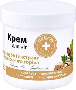 Крем для ніг The Doctor Health&Care Кора дуба і екстракт волоських горіхів Профілактика тріщин на п'ятах 250 мл Крем для ніг The Doctor Health&Care Кора дуба і екстракт волоських горіхів Профілактика тріщин на п'ятах 250 мл