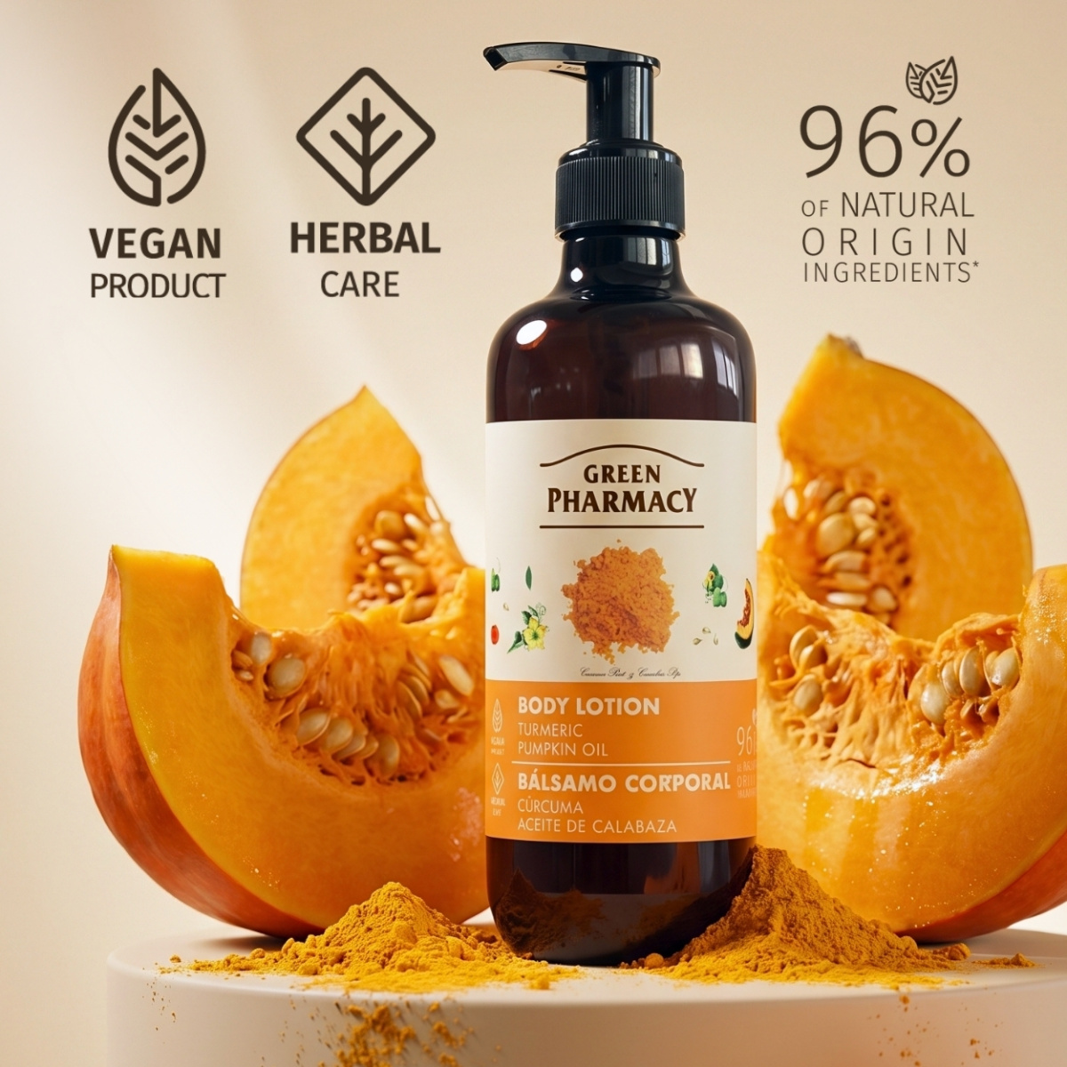 Лосьйон для тіла Green Pharmacy Куркума та гарбузова олія 400 мл 