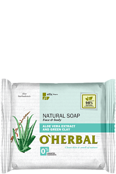 Натуральне мило O'Herbal з екстрактом алое вера і зеленої глини 100 г