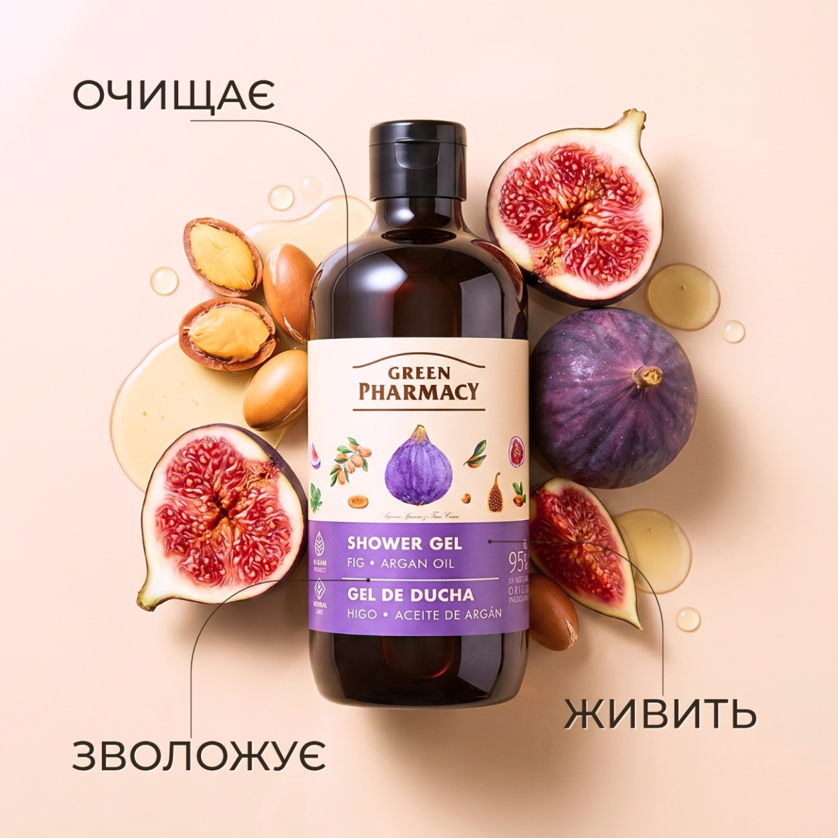  Гель для душу Green Pharmacy Інжир та арганова олія 500 мл