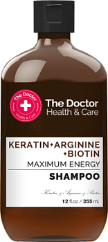 ШампуньThe Doctor Health&Care Keratin + Arginine + Biotin Максимум енергії 355 мл ШампуньThe Doctor Health&Care Keratin + Arginine + Biotin Максимум енергії 355 мл