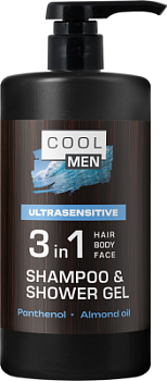 Гель-шампунь 3в1 Cool Men Ultrasensitive 1000 мл