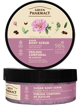 Цукровий скраб для тіла Green Pharmacy Дамаська троянда та масло ши 200 мл 