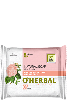 Натуральне мило O'Herbal з екстрактом дамаської троянди і червоної глини 100 г