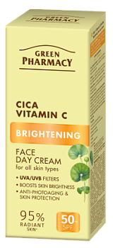 Освітлювальний денний крем для обличчя Green Pharmacy цика + Вітамін С SPF 50+