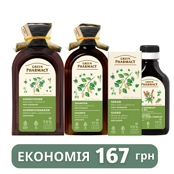 Набір для волосся Березові бруньки та касторова олія проти лупи Green Pharmacy