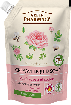 Рідке мило Green Pharmacy Мускатна троянда і бавовна Дой-пак 460 мл