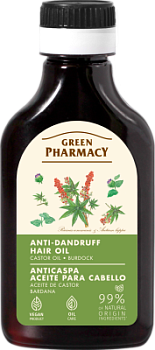 Олія проти лупи Green Pharmacy Касторова олія та реп'ях 100 мл