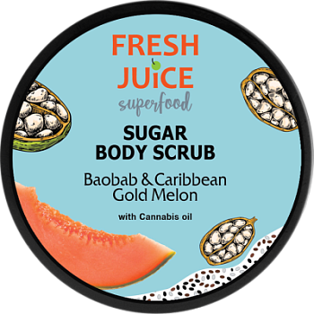 Цукровий скраб для тіла Fresh Juice Superfood Baobab & Caribbean Gold Melon 225 мл Цукровий скраб для тіла Fresh Juice Superfood Baobab & Caribbean Gold Melon 225 мл