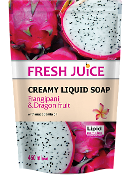 Крем-мило Fresh Juice Франжіпані і драконів фрукт з маслом макадамії дой-пак 460 мл