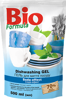 Гель для миття посуду BIO Formula Сода ефект дой-пак 500 мл