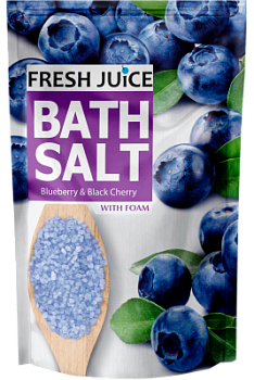 Сіль для ванн Fresh Juice з піною Чорниця і чорна вишня дой-пак 500 мл