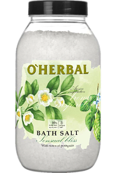 Сіль для ванн O'Herbal Aroma Inspiration Sensual bliss з маслами евкаліпта і пачулі 1100 г