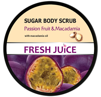Цукровий скраб для тіла Fresh Juice Маракуйя і макадамия 225 мл Цукровий скраб для тіла Fresh Juice Маракуйя і макадамия 225 мл