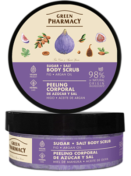 Цукрово-сольовий скраб для тіла Green Pharmacy Інжир та арганова олія 200 мл