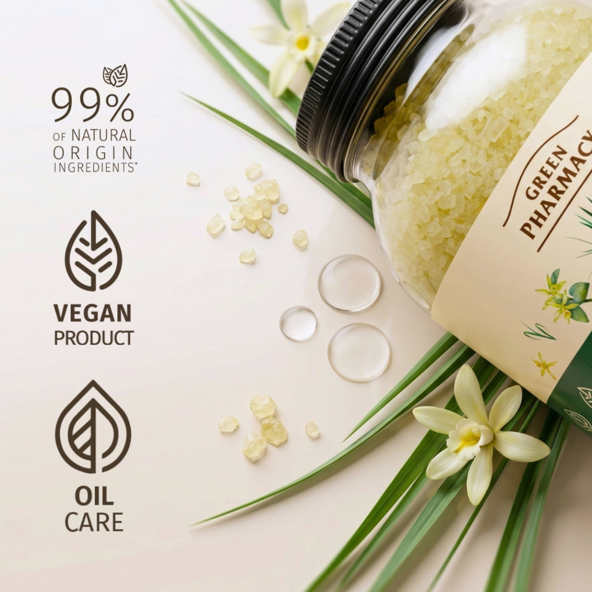 Сіль для ванн Green Pharmacy Ветівер і ваніль 1000 г