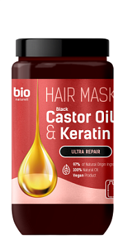 Маска для волосся Bio Naturell Black Castor Oil & Keratin Ультравідновлення 946 мл
