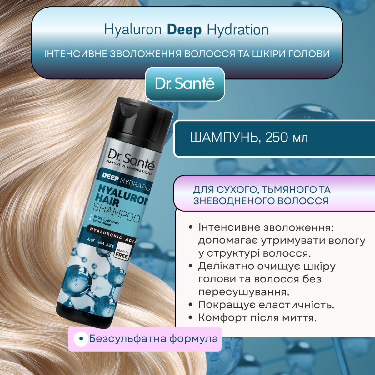 Шампунь Dr.Sante Hyaluron Deep hydration 250мл