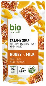 Крем-мило BIO Naturell Мед з молоком дой-пак 460 мл